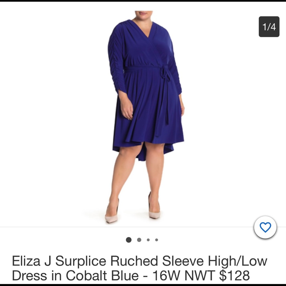 NWT Eliza J Cobalt Blue Faux Wrap Dress Size 18W